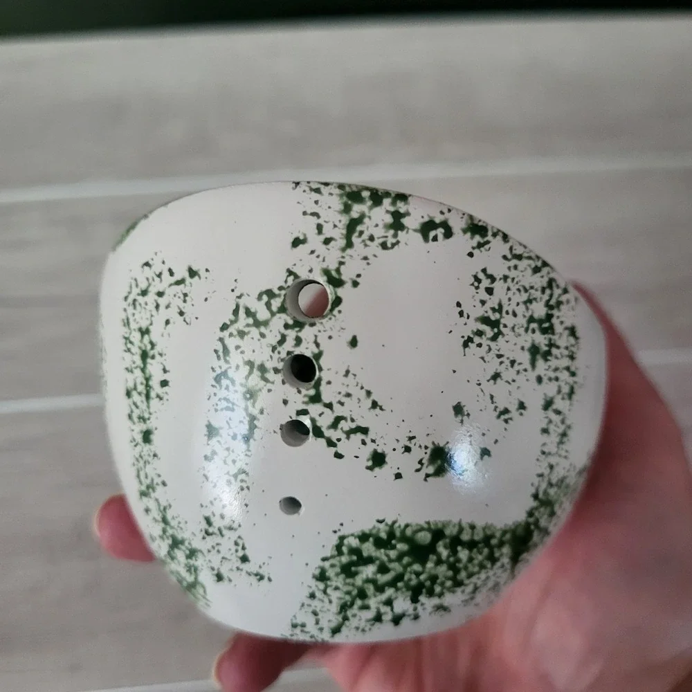 Unmarked White & Green Speckled resin round bowl glossy finish 4